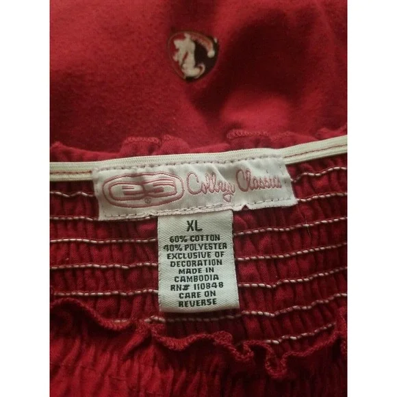 es COLLEGE CLASSICS SUNDRESS STRAPLESS FS Seminole Red White Strips Size XL - Picture 10 of 12